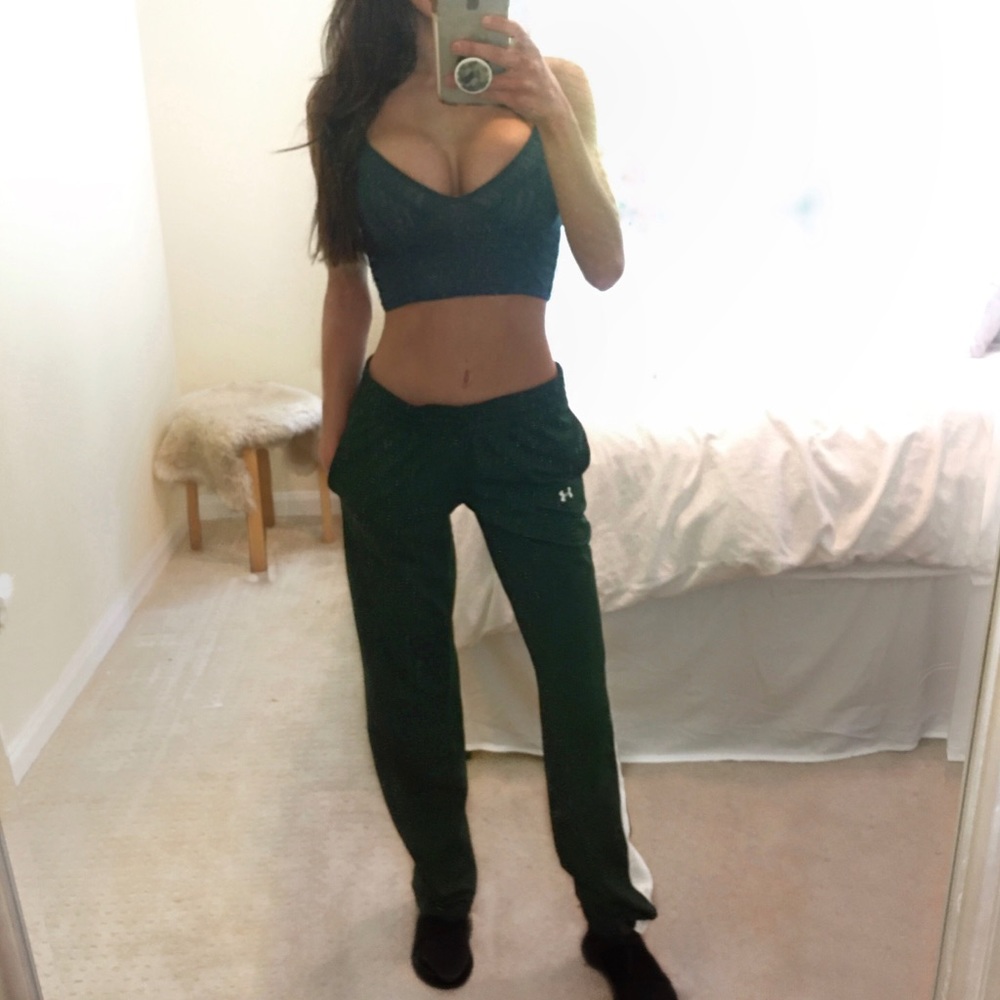 Forrest dark green white stripe track sweat pants